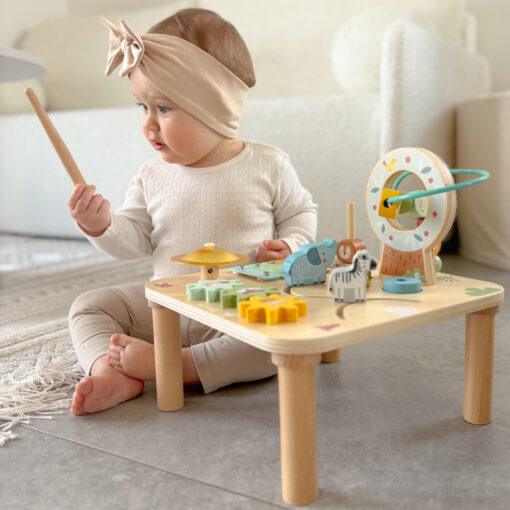 Woopie Green medinis Montessori aktyvumo staliukas 5in1
