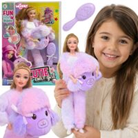 Woopie ROYAL lėlė Emi – 29 cm lėlė su pūkuotu violetiniu kostiumu