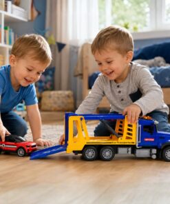 Woopie didelis automobilių transporterio sunkvežimis 1:14 su sportiniu automobiliu