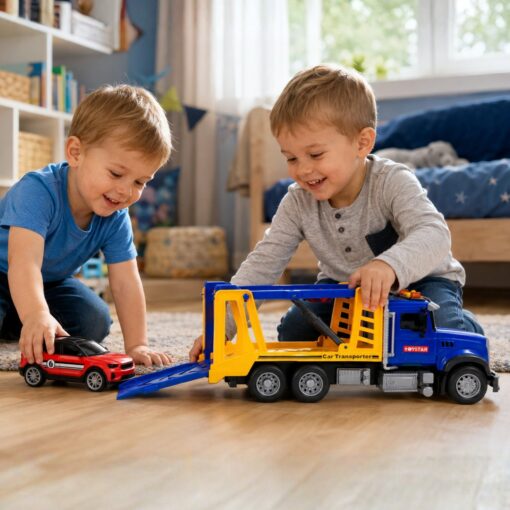 Woopie didelis automobilių transporterio sunkvežimis 1:14 su sportiniu automobiliu