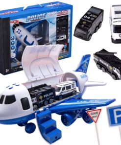 Woopie didelis policijos lėktuvas–transporteris su 3 automobiliais ir LED šviesomis