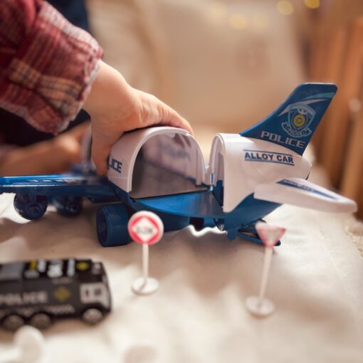 Woopie didelis policijos lėktuvas–transporteris su 3 automobiliais ir LED šviesomis