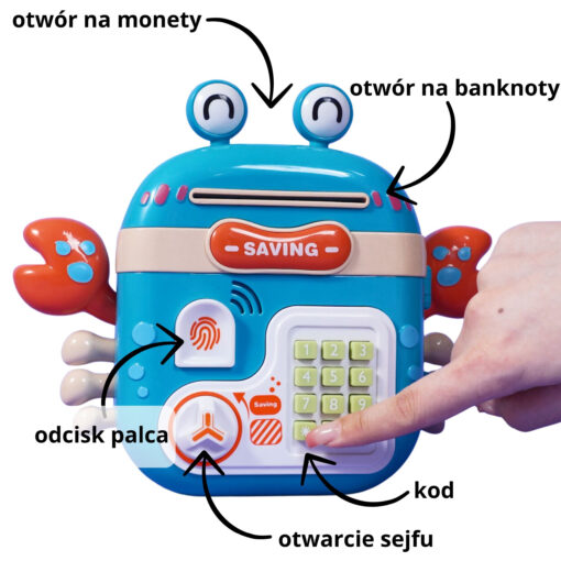 Woopie elektroninė skarbonka–krabas su kodu