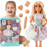 Woopie lėlė Lily su pastelinių gėlių suknele ir pikniko aksesuarais – 30 cm