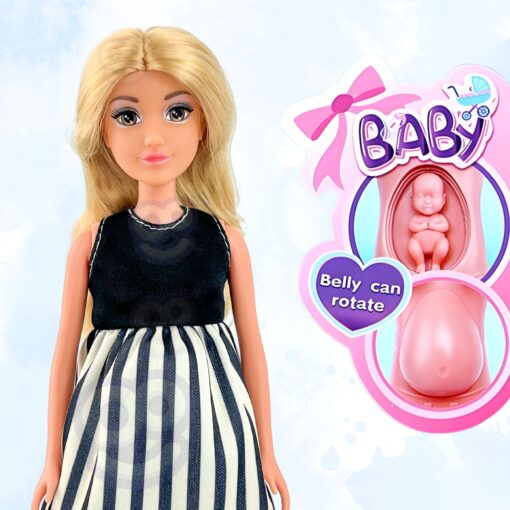 Woopie lėlė „Nėščioji mama“ su kūdikiu ir atsidarančiu pilvuku