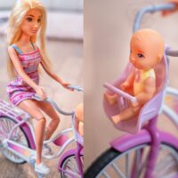Woopie lėlė‑mama su kūdikiu ir miesto dviračiu