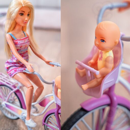 Woopie lėlė‑mama su kūdikiu ir miesto dviračiu