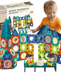 Woopie magnetinės kaladėlės su figūrėlėmis – 98 el.