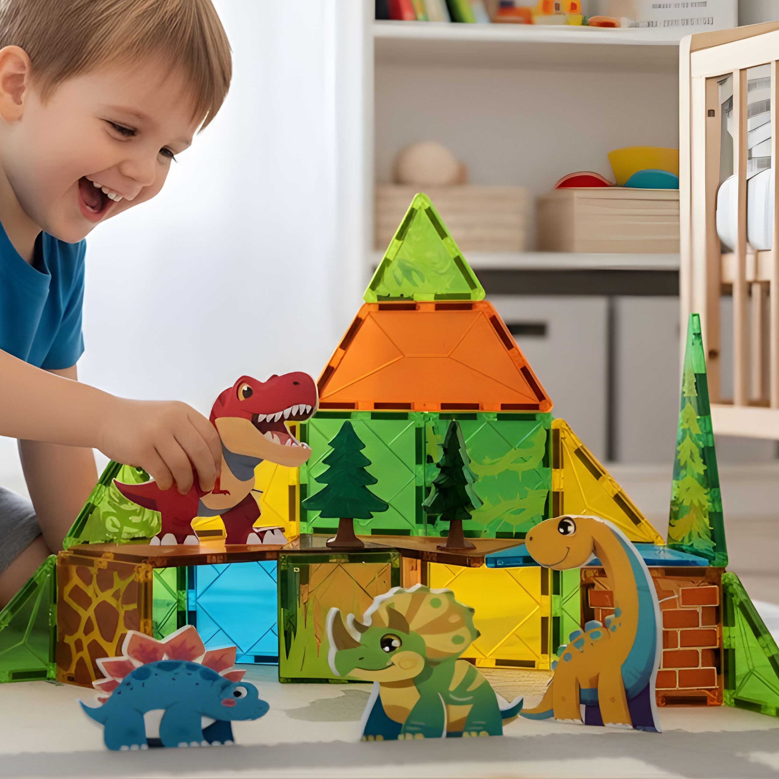 Woopie magnetinės kaladėlės „Dinozaurų pasaulis“