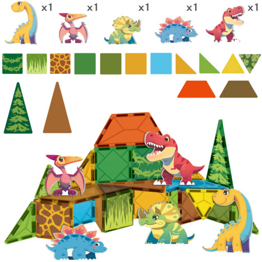 Woopie magnetinės kaladėlės „Dinozaurų pasaulis“