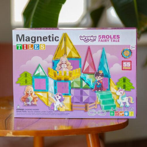 Woopie magnetinės kaladėlės „Stebuklų pilis“ (55 el.)
