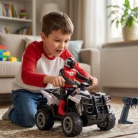 Woopie nuotoliniu būdu valdomas keturratis su motociklininko figūrėle (2.4 GHz)