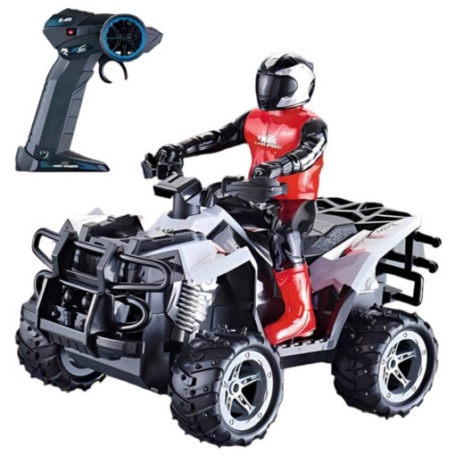 Woopie nuotoliniu būdu valdomas keturratis su motociklininko figūrėle (2.4 GHz)