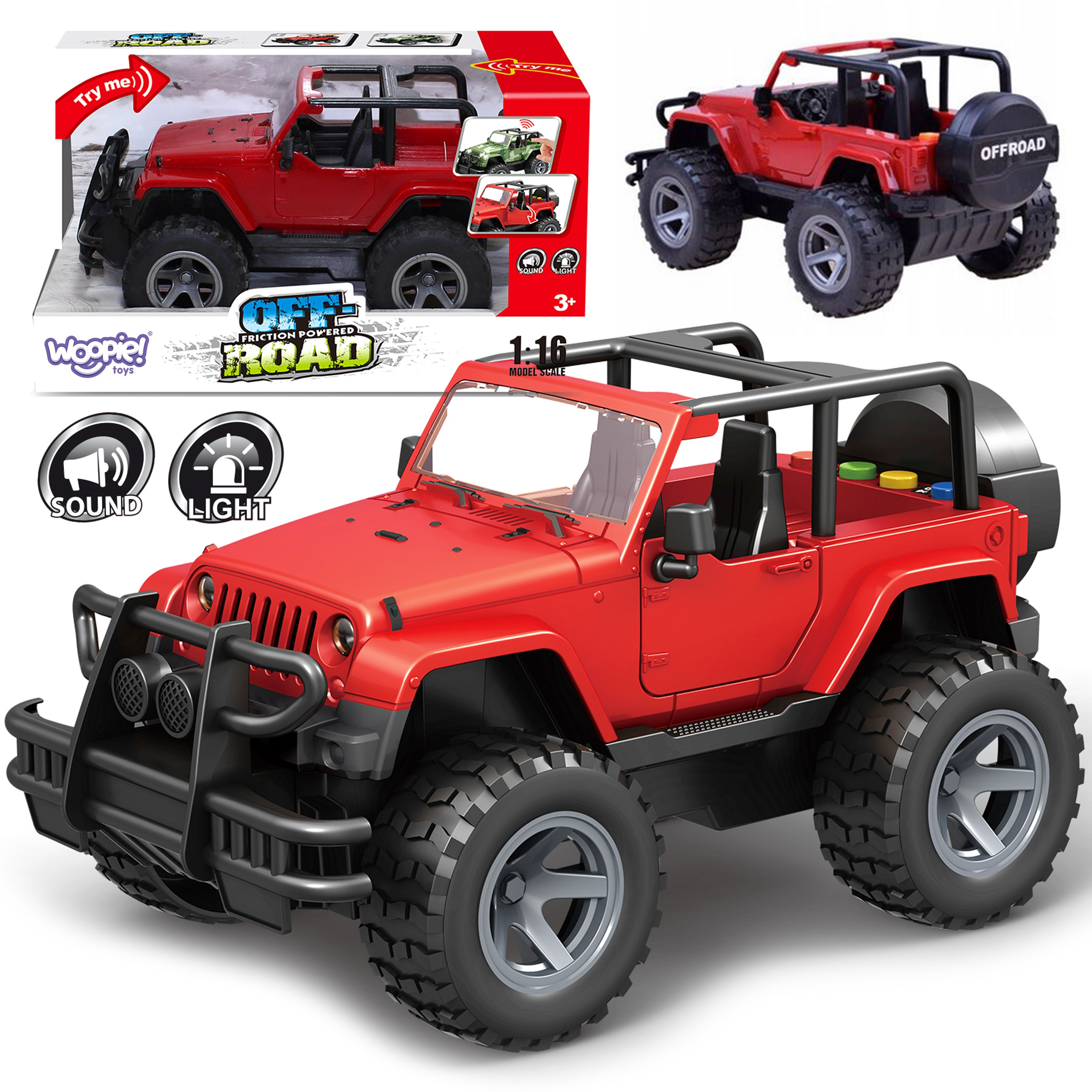 Woopie raudonas visureigis Jeep 1:16