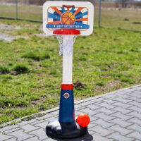 Woopie reguliuojamas krepšinio stovas su kamuoliu ir pompa – 99–125 cm