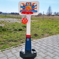 Woopie reguliuojamas krepšinio stovas su kamuoliu ir pompa – 99–125 cm