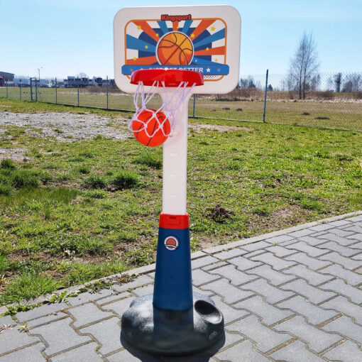 Woopie reguliuojamas krepšinio stovas su kamuoliu ir pompa – 99–125 cm