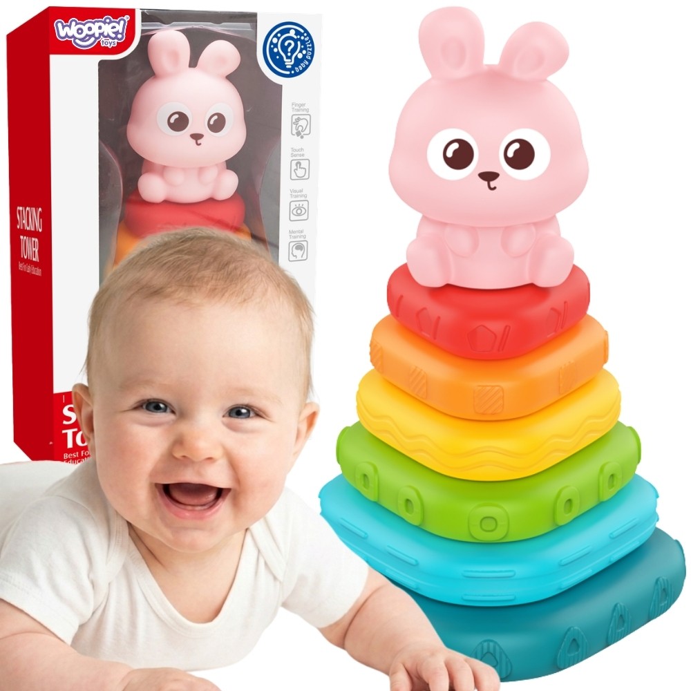 Woopie sensorinė piramidė su zuikučiu – 7 el.