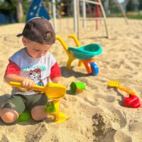 Woopie spalvotas smėlio rinkinys 10in1 su karučiu