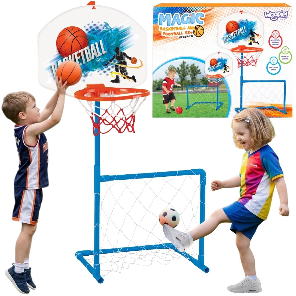Woopie sporto rinkinys 2in1: krepšinis + futbolas – su kamuoliu
