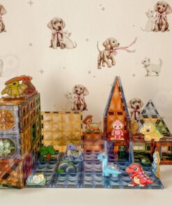 Woopie šviečiančios magnetinės kaladėlės „Dinozaurų karalystė 3D“ (124 el.)