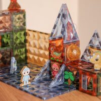 Woopie šviečiančios magnetinės kaladėlės „Dinozaurų karalystė 3D“ (124 el.)