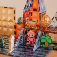 Woopie šviečiančios magnetinės kaladėlės „Dinozaurų karalystė 3D“ (124 el.)