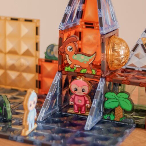 Woopie šviečiančios magnetinės kaladėlės „Dinozaurų karalystė 3D“ (124 el.)