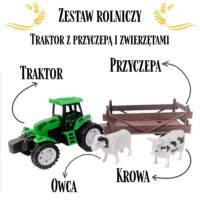 Woopie žalias traktorius su priekaba ir figūrėlėmis