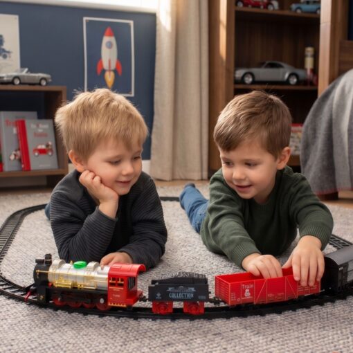 Woopie „Classical Train“ elektrinis traukinys su dūmais ir 29 aksesuarais