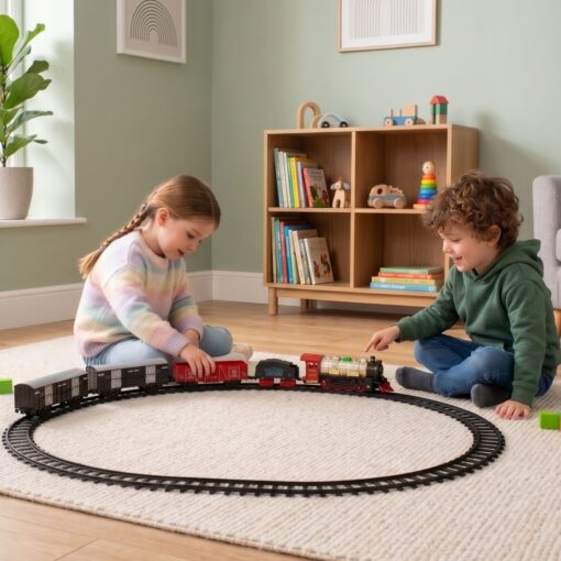 Woopie „Classical Train“ elektrinis traukinys su dūmais ir 29 aksesuarais
