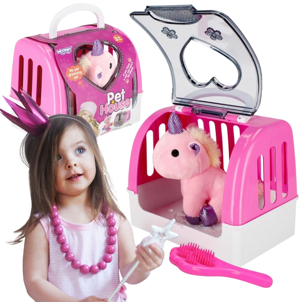 Woopie „Pet House“ nešiojamas namelis su pliušiniu vienaragiu