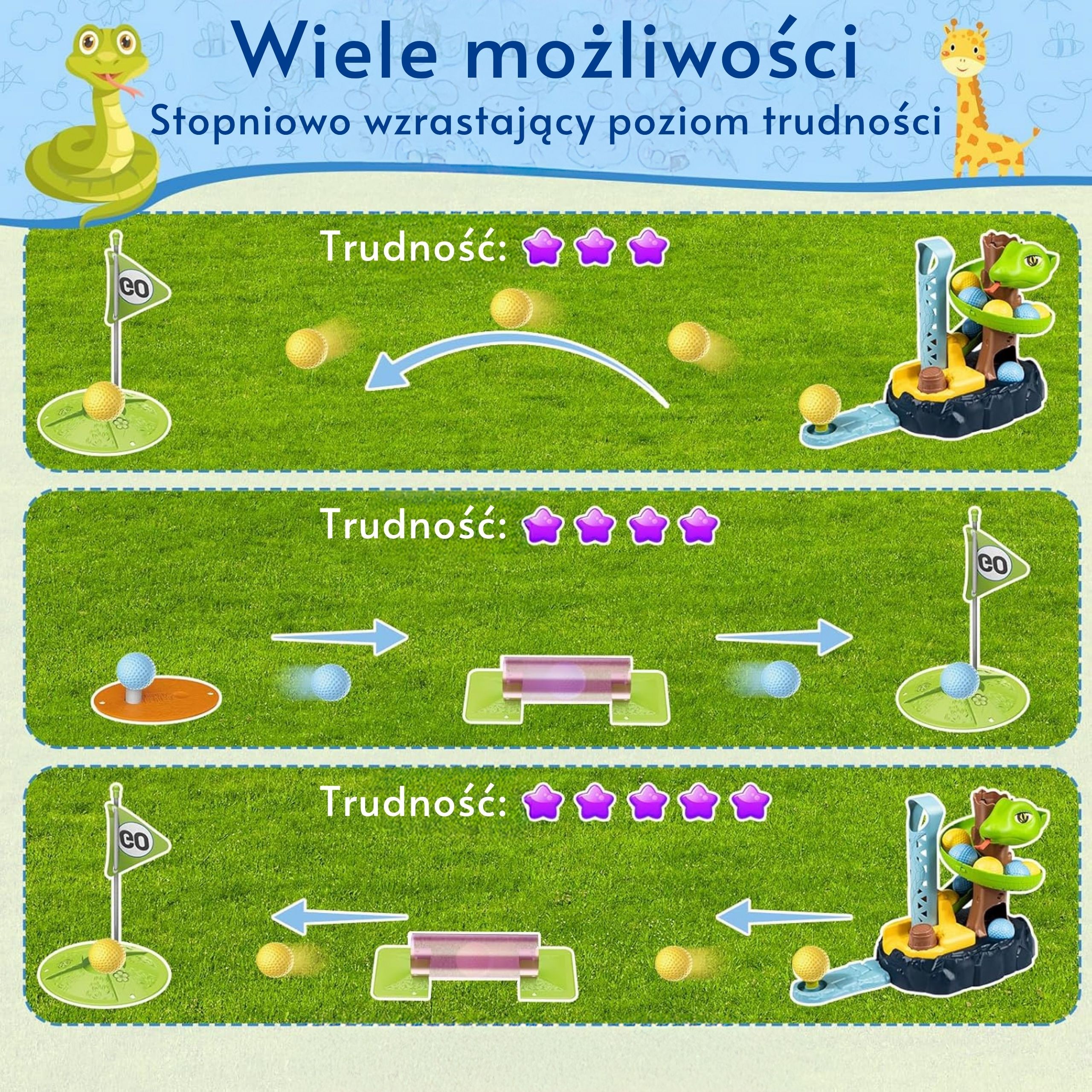 Woopie „Snake Golf“ – interaktyvus mini golfo rinkinys vaikams