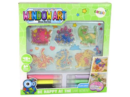 Kūrybinis rinkinys: vitražai langui, stingstantys dažai, 3D dinozaurai - Image 2