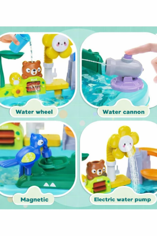 WOOPIE 4in1 vandens žaidimų staliukas su žvejybos žaidimu, kriaukle, vandens čiuožykla ir gėle - Image 3