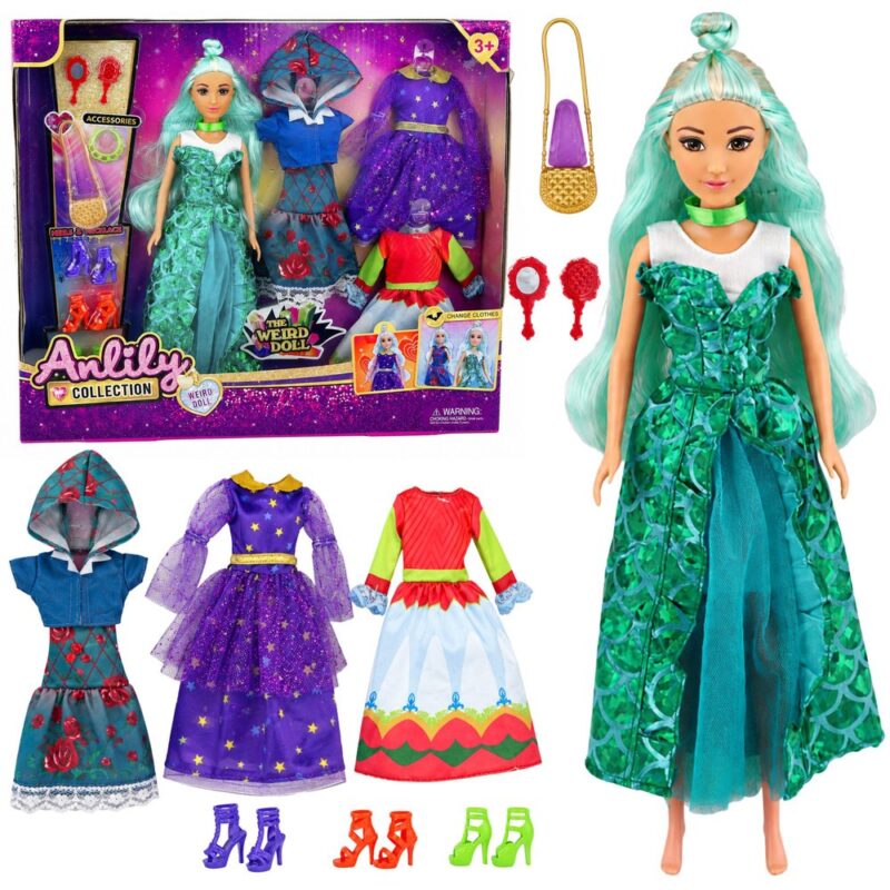 „Anlily Fantasy Doll 30“ – lėlė su 3 fantazijos suknelėmis ir aksesuarais