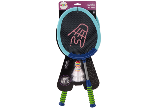 „Badminton Set Blue“ – 2 mėlynos badminton raketės su 2 kamuoliukais