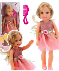 „Lala Pink Dress 38“ – lėlė su šukomis ir rožine suknele