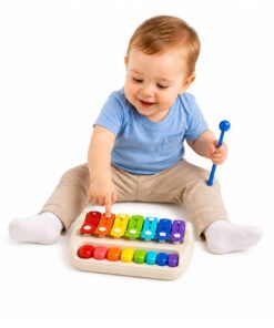 2in1 edukacinis vaikų ksilofonas–pianinas su lazdele