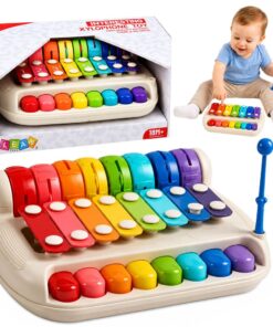 2in1 edukacinis vaikų ksilofonas–pianinas su lazdele