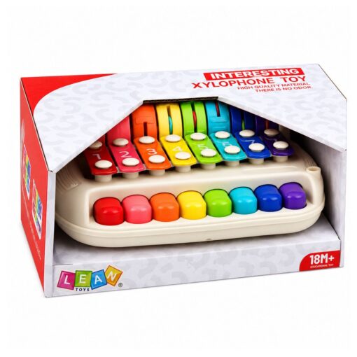 2in1 edukacinis vaikų ksilofonas–pianinas su lazdele