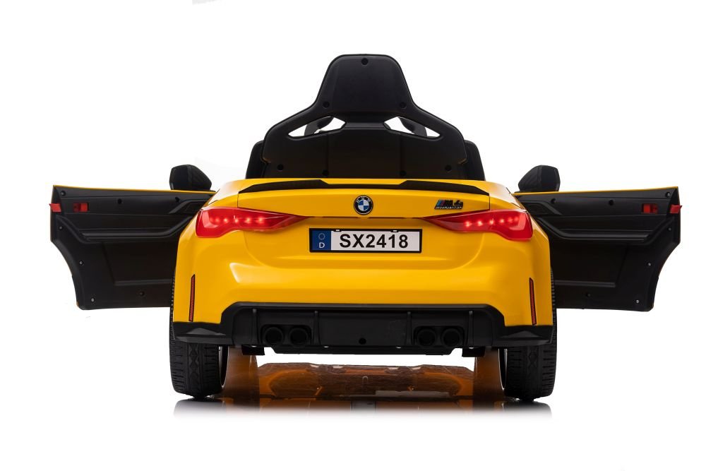 BMW M4 SX2418 akumuliatorinis automobilis vaikams – geltonas