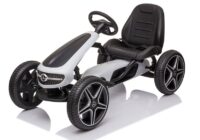 Baltai juodas Mercedes pedalinis gokartas