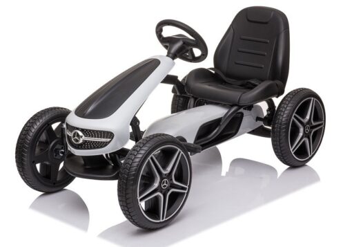 Baltai juodas Mercedes pedalinis gokartas