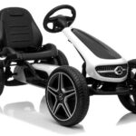 Baltai juodas Mercedes pedalinis gokartas
