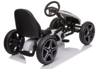 Baltai juodas Mercedes pedalinis gokartas