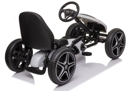 Baltai juodas Mercedes pedalinis gokartas