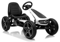 Baltai juodas Mercedes pedalinis gokartas