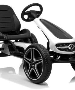 Baltai juodas Mercedes pedalinis gokartas