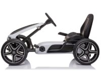 Baltai juodas Mercedes pedalinis gokartas